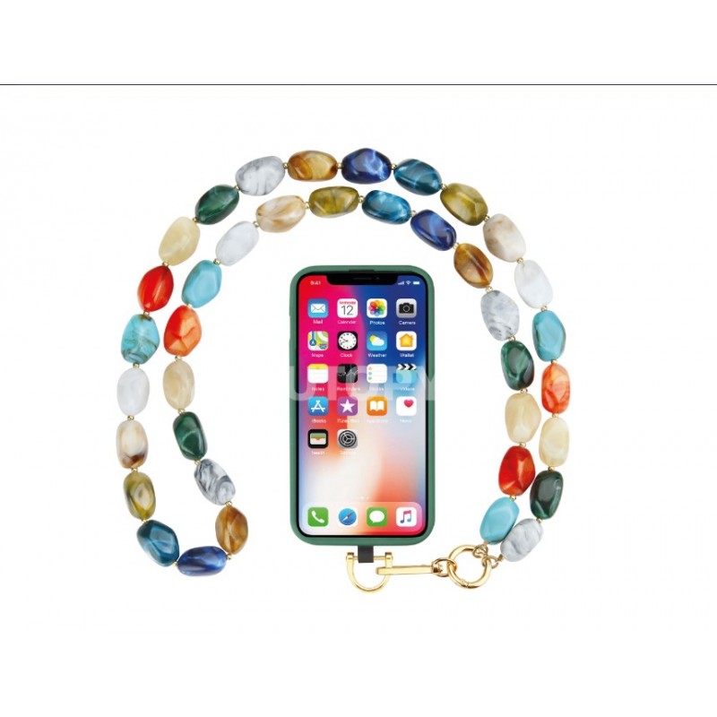 XURJUMI Cordino Universale Per Cellulare A Tracolla, Collana In Poliestere Con Toppa, Design Foglie Di Vite Verde, Antismarrimento